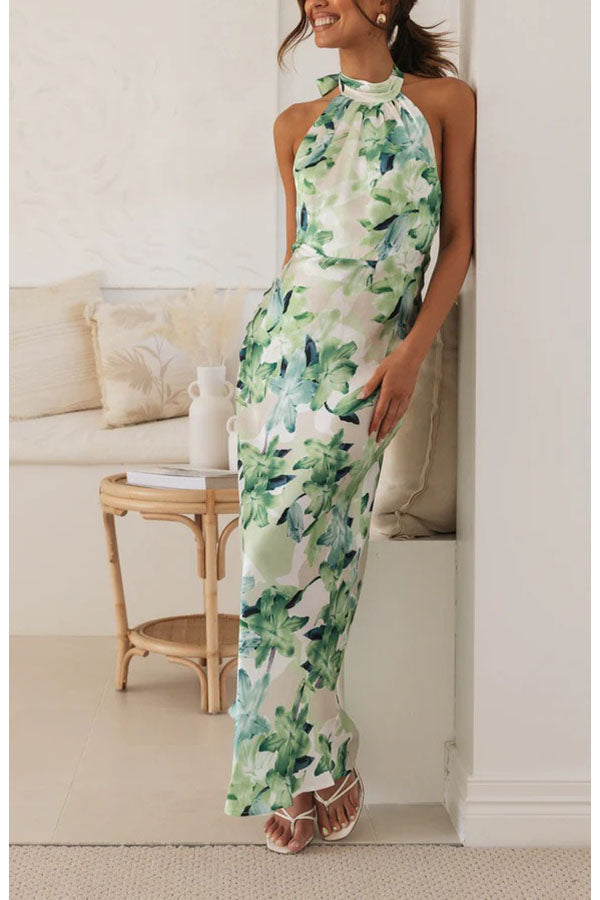 Sofia floral halter-neck open-back maxi dress