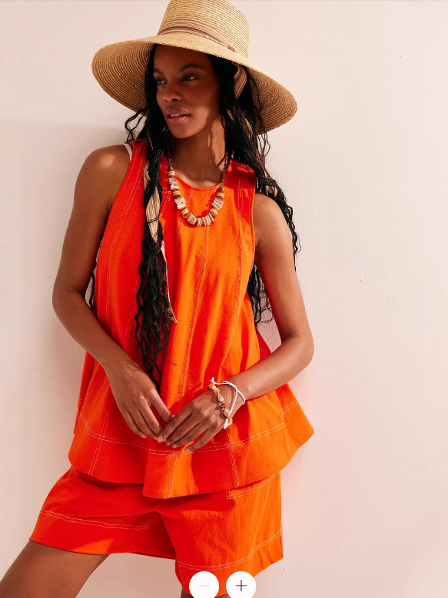 Yara sleeveless swing top and pocket shorts two-piece set
