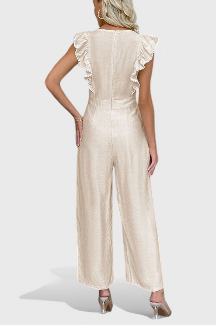 Josephine ruffle sleeve button-front jumpsuit