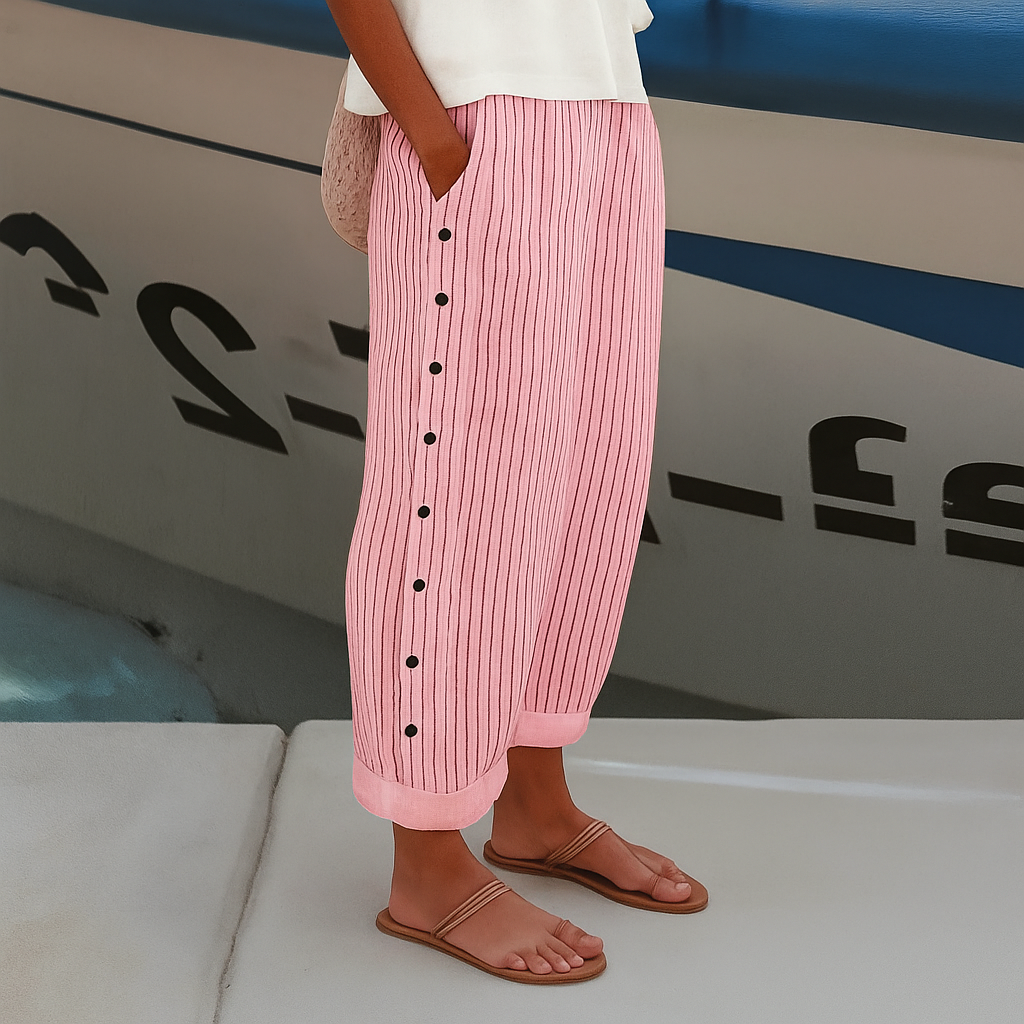 Ottilie striped button-detail cropped pants