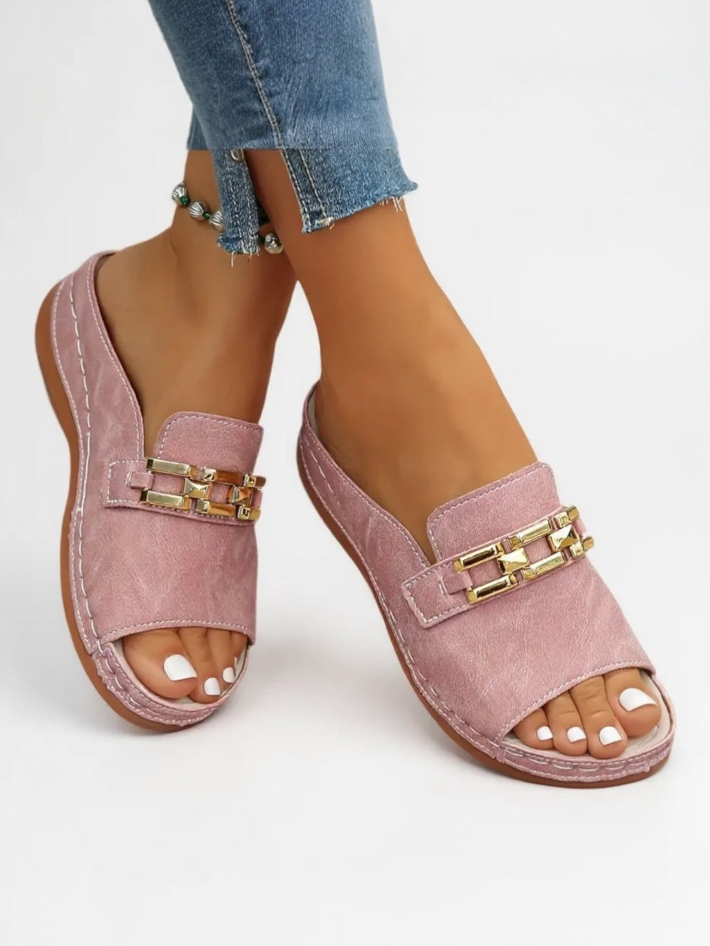 Romy Chain Slide Sandals | Women's Flat Slip-On Sandals