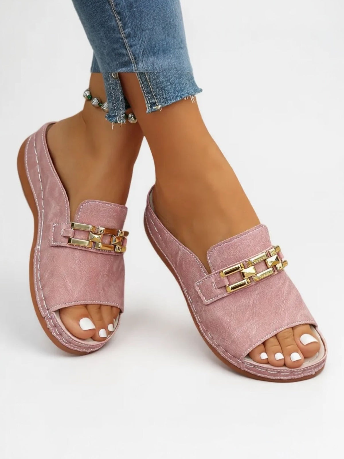 Romy Chain Slide Sandals | Women's Flat Slip-On Sandals