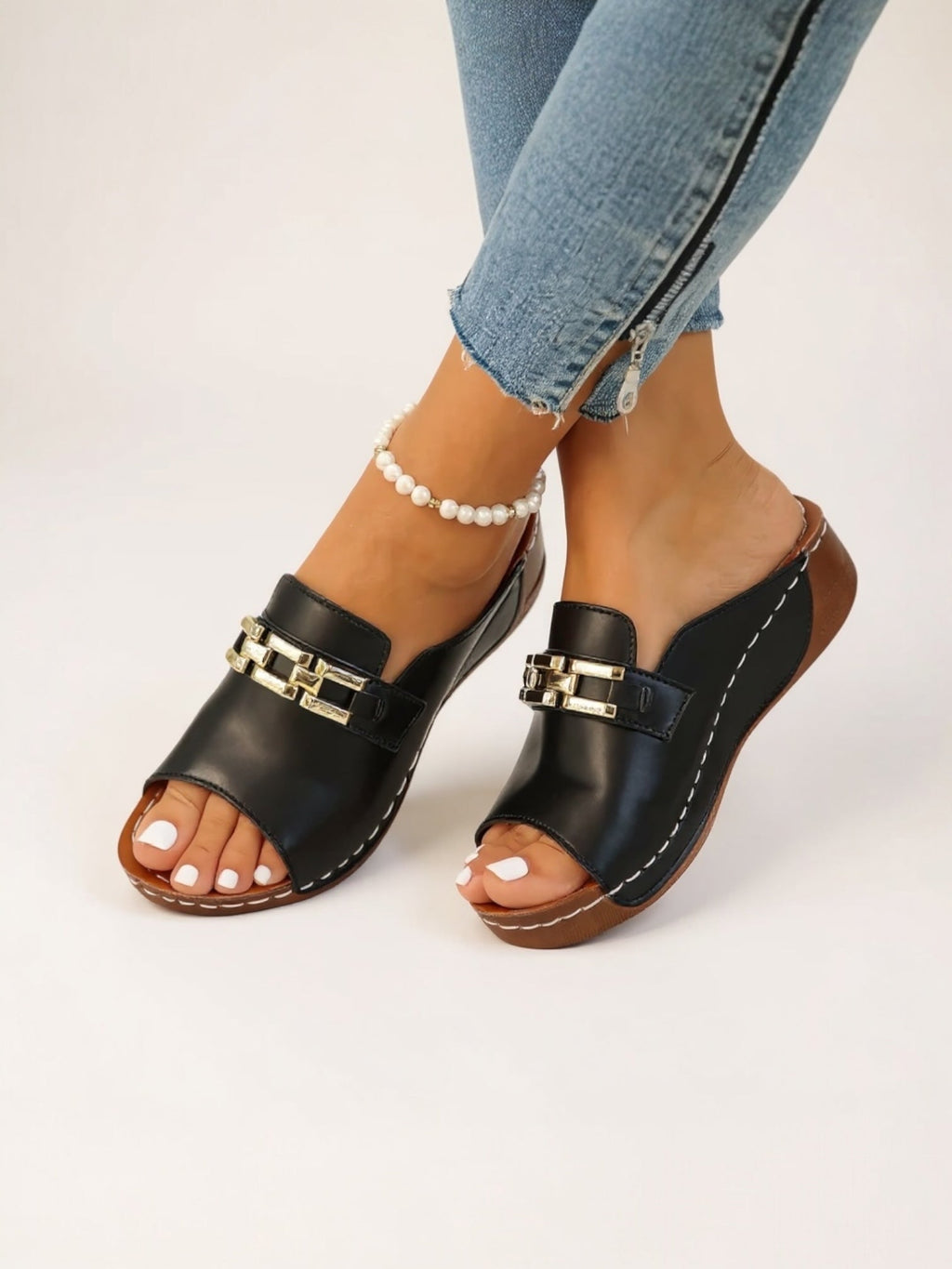 Romy Chain Slide Sandals | Women's Flat Slip-On Sandals