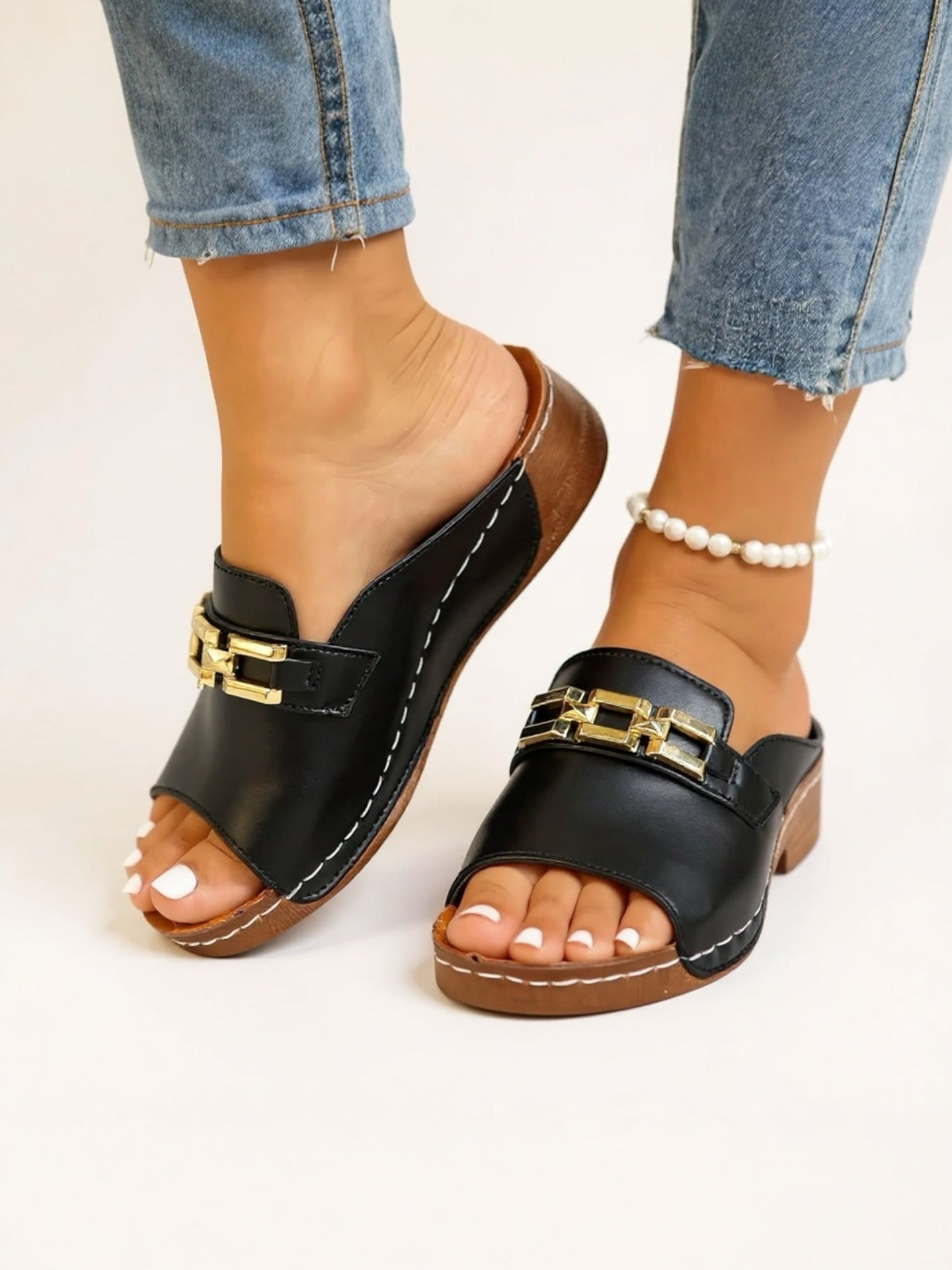 Romy Chain Slide Sandals | Women's Flat Slip-On Sandals