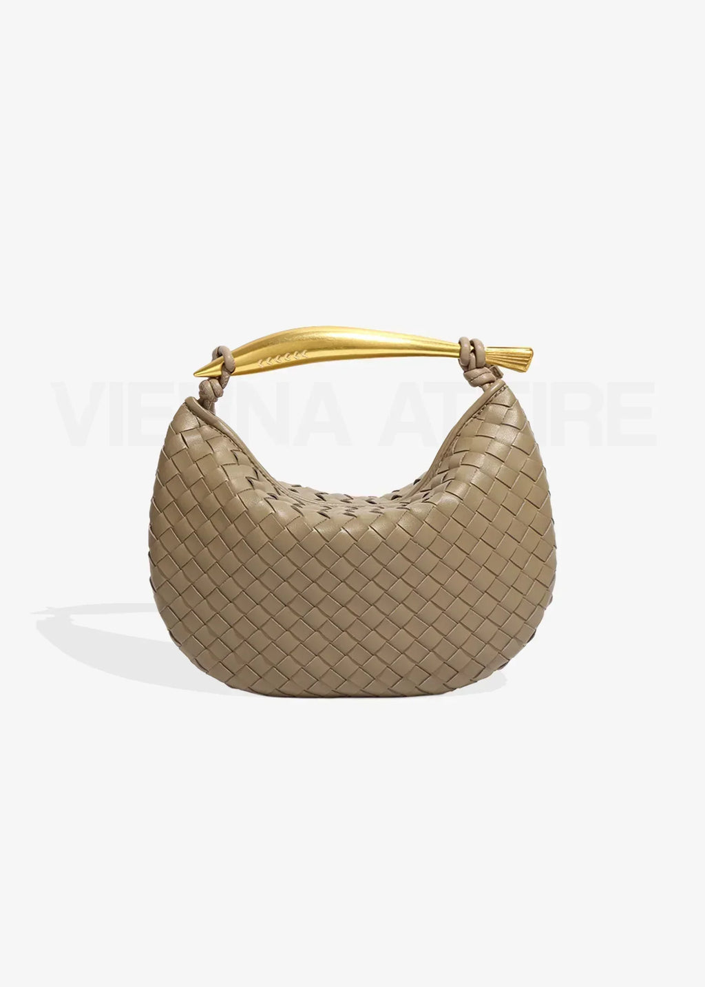 Minerva gold-tone bar woven crescent top-handle bag