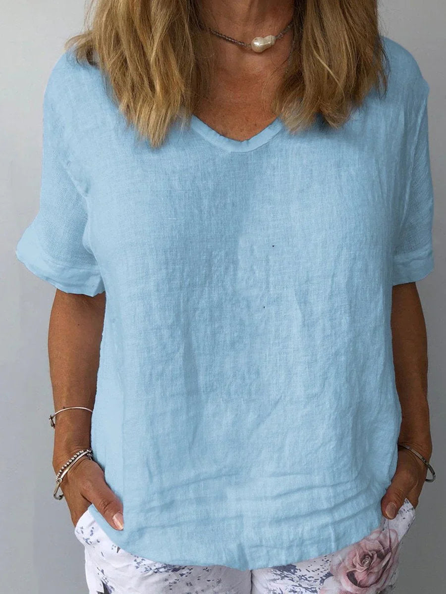 Rosalie relaxed v-neck short sleeve top