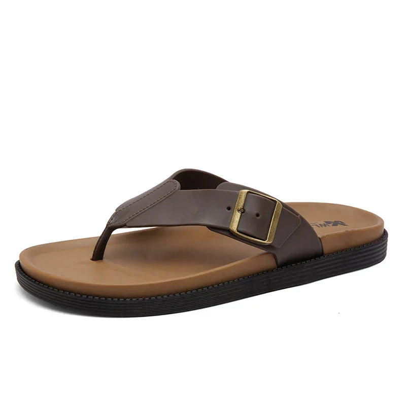 Veylor Toe-Post Thong Sandals | Women's Flat Leather-Look Sandals