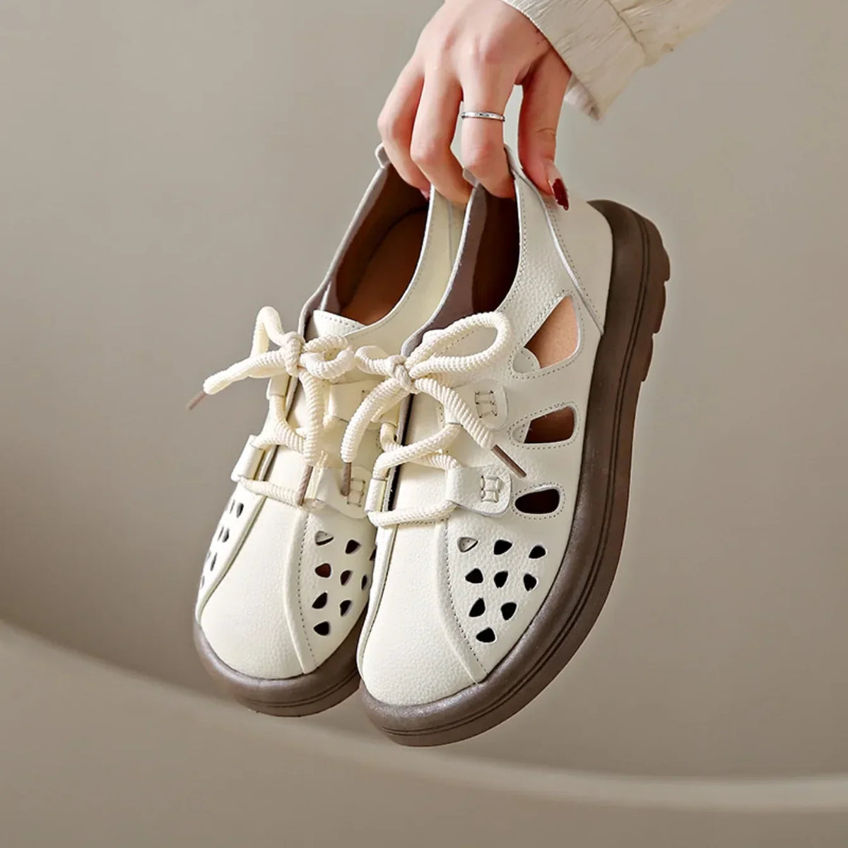 Harbor Perforated Lace-Up Flats | Women's Cut-Out Summer Flats