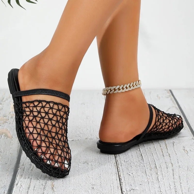 Summer Mesh Mule Sandals | Women's Woven Slip-On Sandals