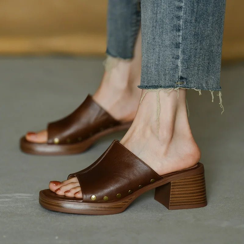 Camilla Studded Mule Sandals | Women's Low Block Heel Sandals
