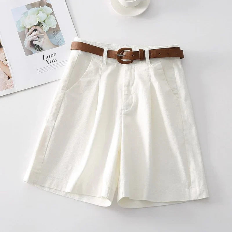 Florence high-waisted pleated tailored shorts