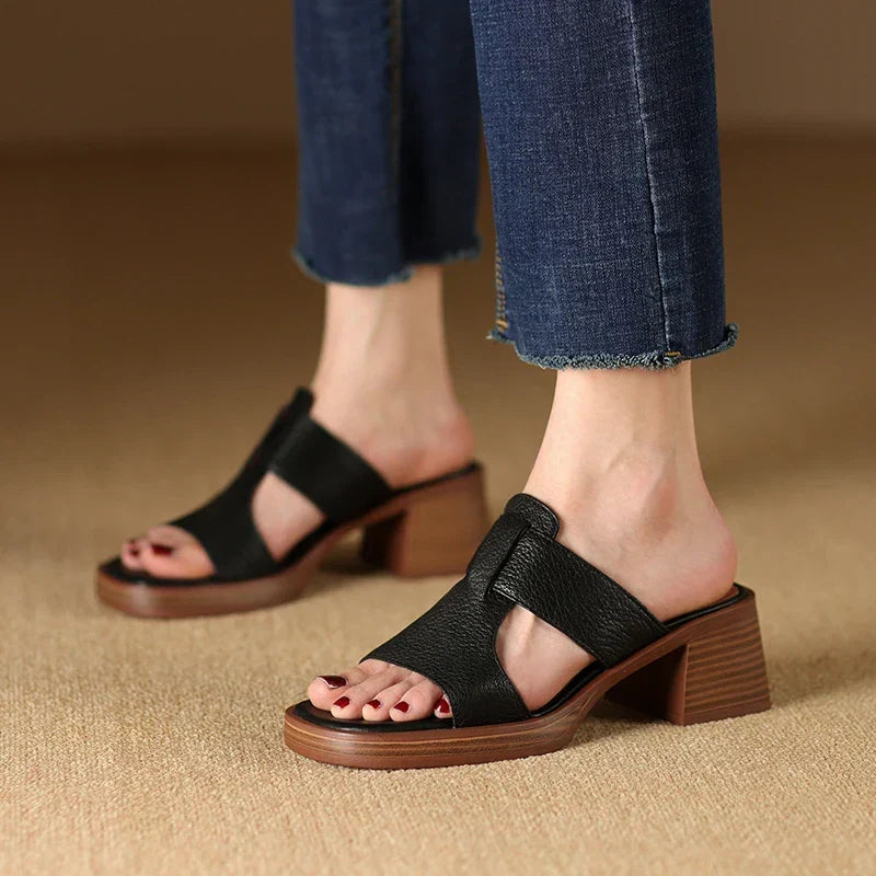 Enara Wide-Band Mule Sandals | Women's Low Block Heel Sandals