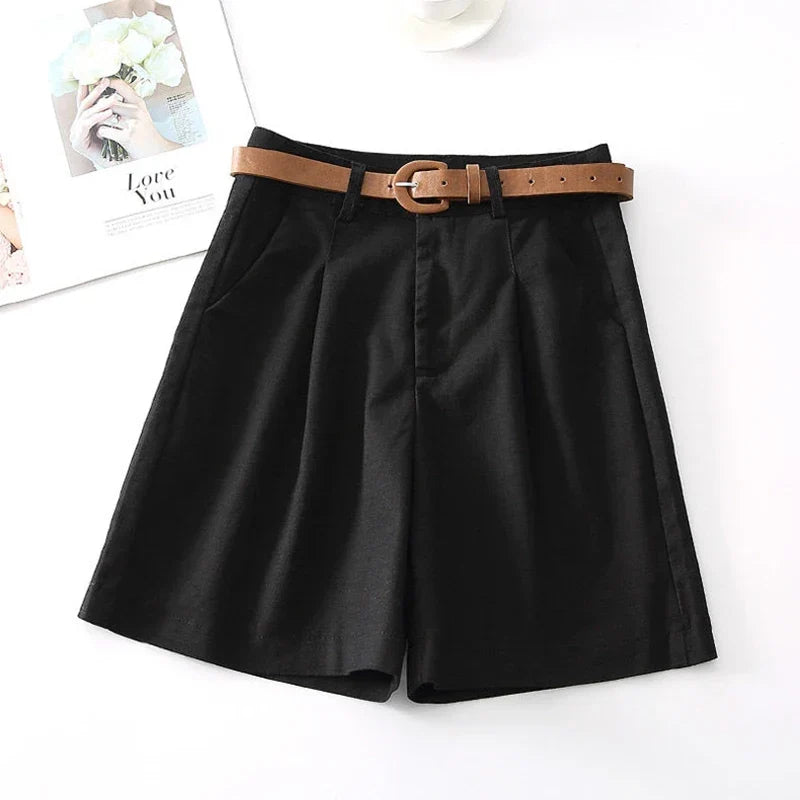 Florence high-waisted pleated tailored shorts