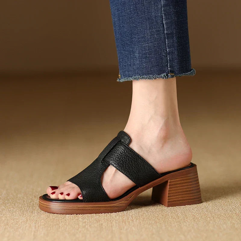Enara Wide-Band Mule Sandals | Women's Low Block Heel Sandals