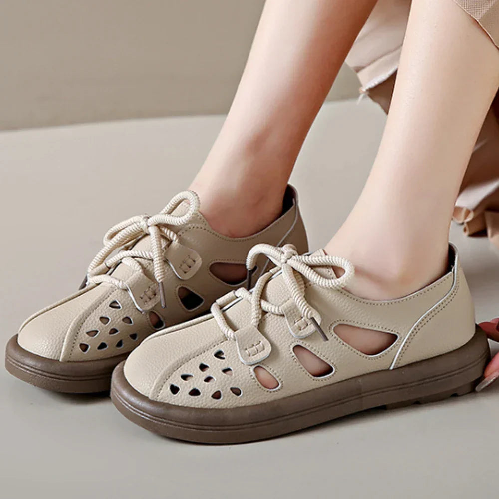 Harbor Perforated Lace-Up Flats | Women's Cut-Out Summer Flats