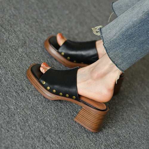 Camilla Studded Mule Sandals | Women's Low Block Heel Sandals