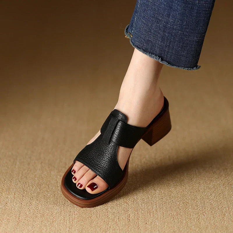 Enara Wide-Band Mule Sandals | Women's Low Block Heel Sandals