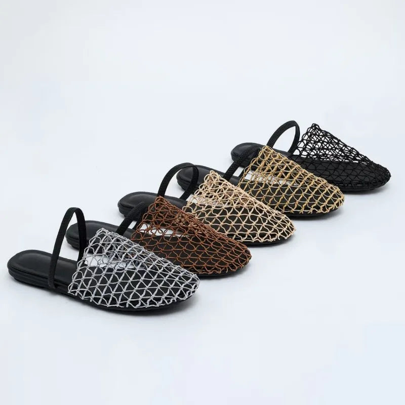 Summer Mesh Mule Sandals | Women's Woven Slip-On Sandals