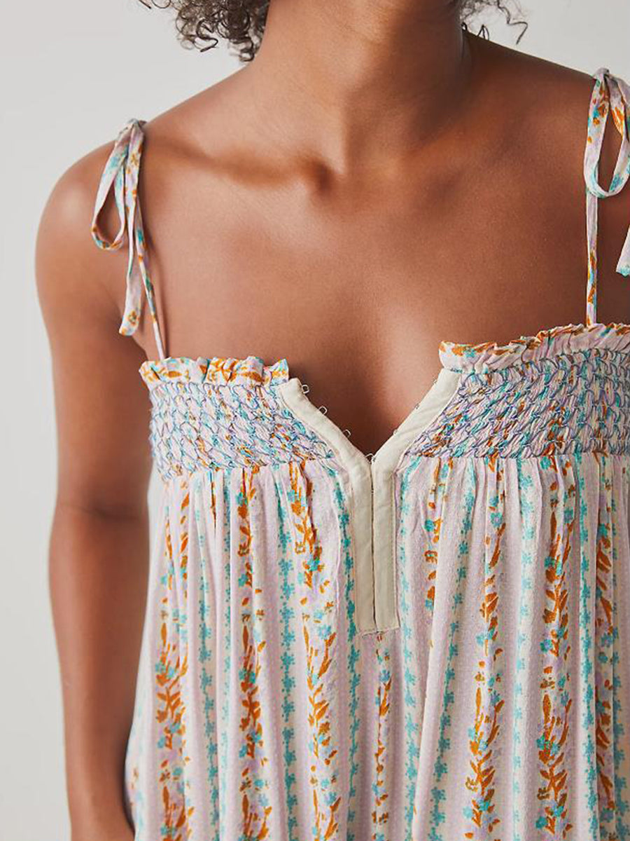Odile smocked tie-strap harem jumpsuit