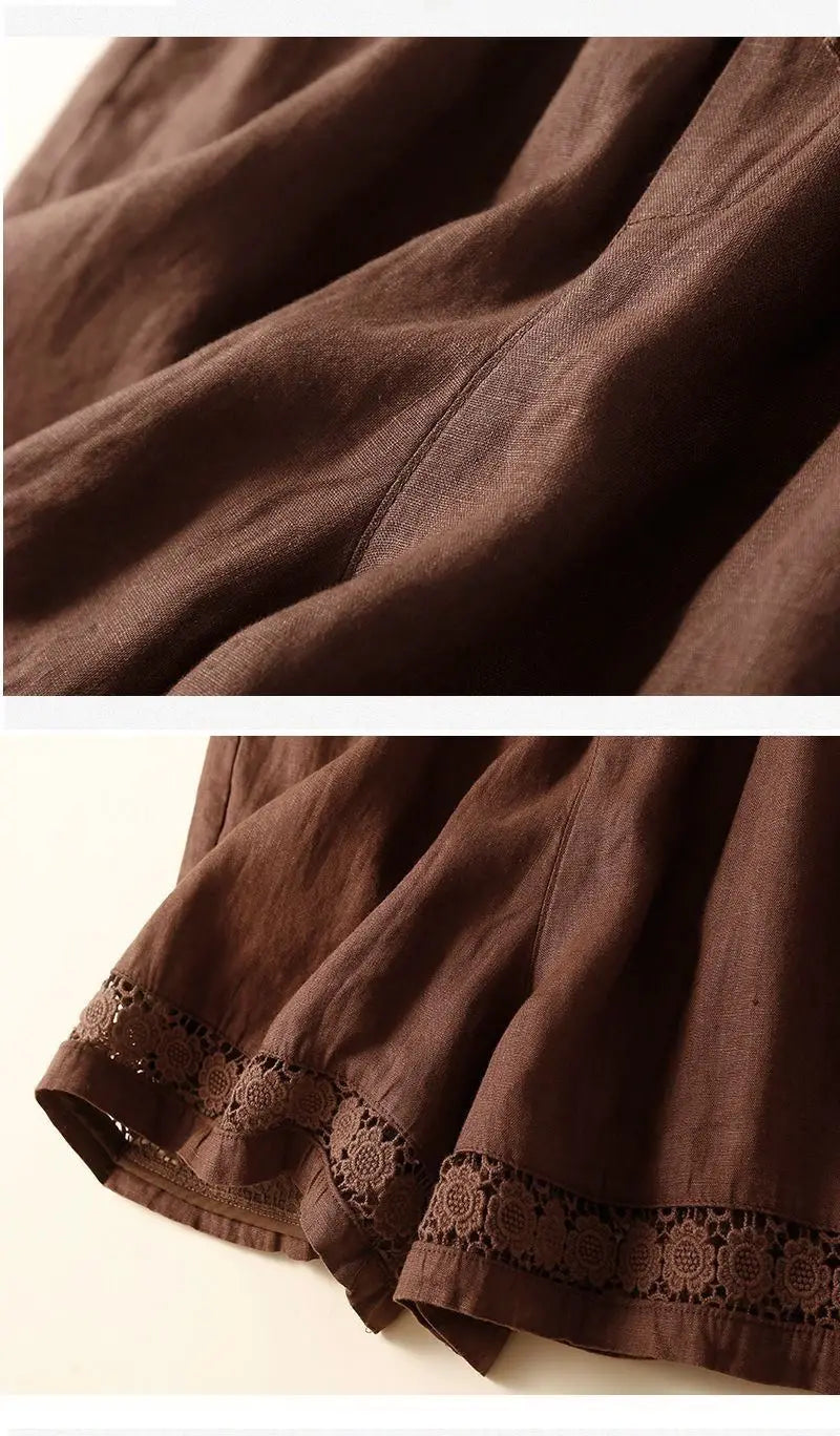 Genevieve openwork trim drawstring shorts