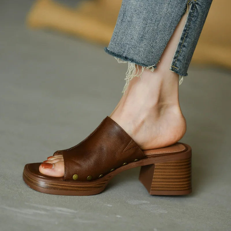 Camilla Studded Mule Sandals | Women's Low Block Heel Sandals