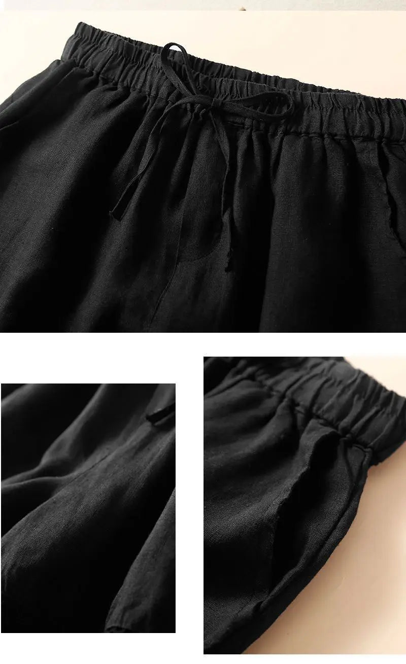 Genevieve openwork trim drawstring shorts