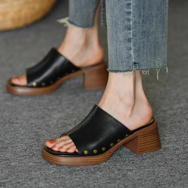Camilla Studded Mule Sandals | Women's Low Block Heel Sandals