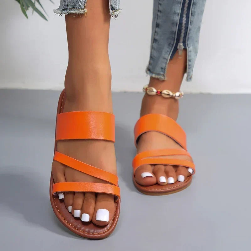 Grace Double-Strap Flat Sandals | Women's Slip-On Summer Sandals