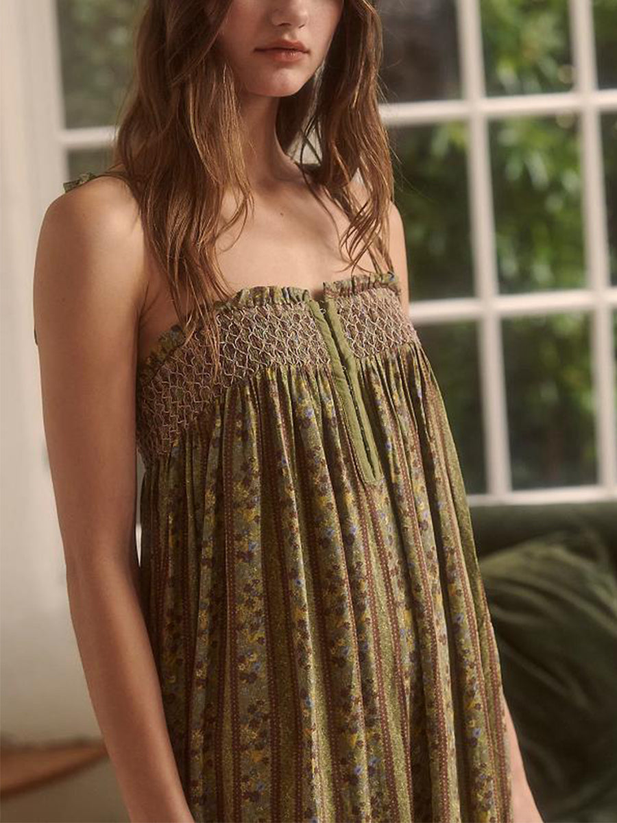 Odile smocked tie-strap harem jumpsuit