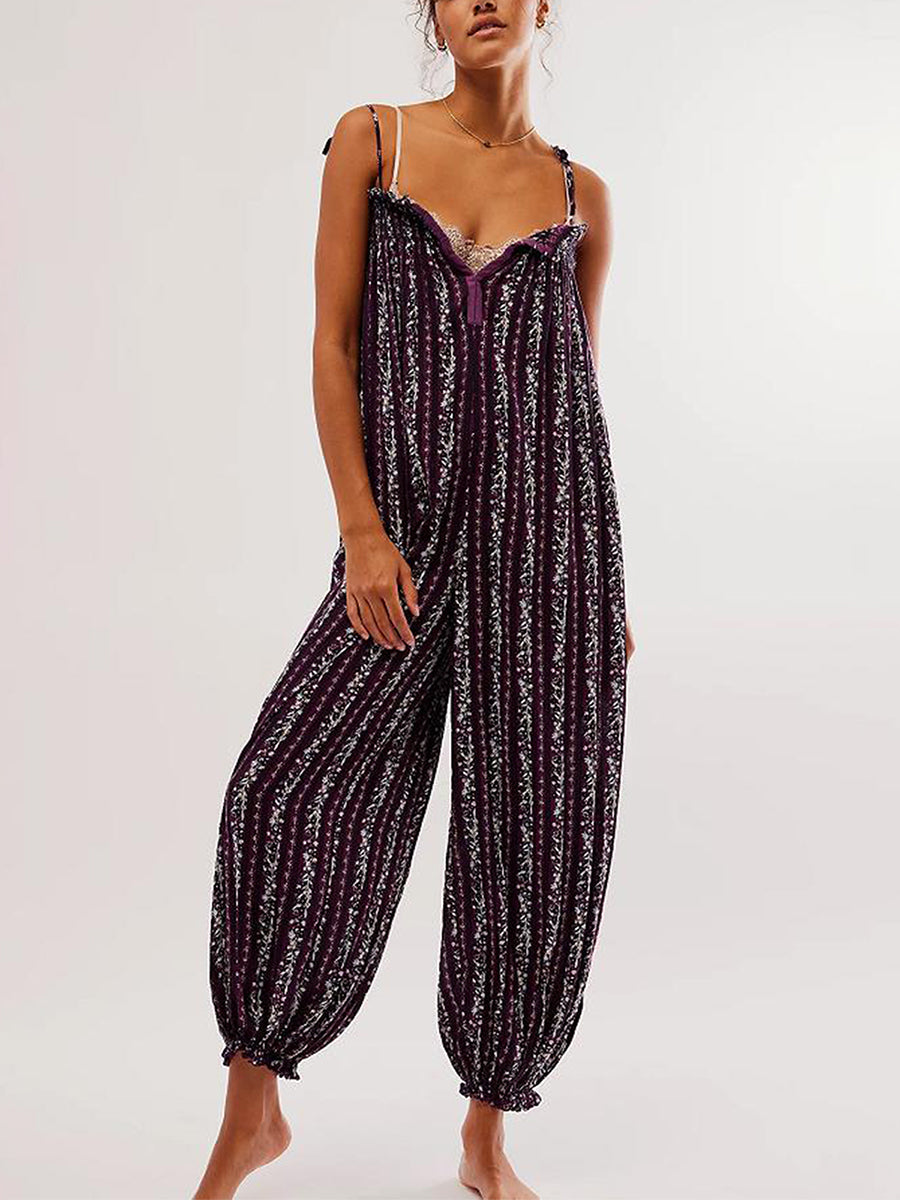Odile smocked tie-strap harem jumpsuit