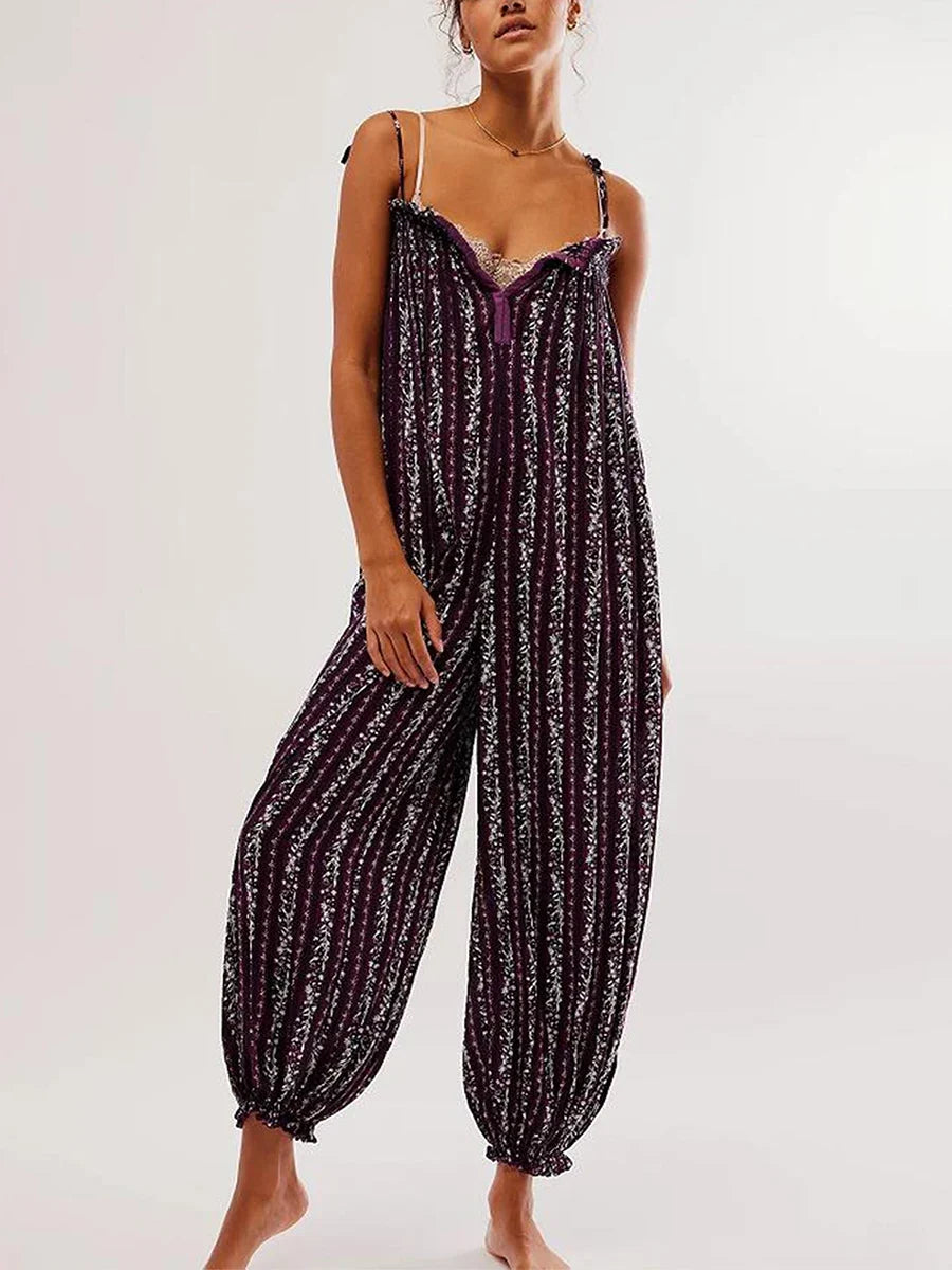 Odile smocked tie-strap harem jumpsuit