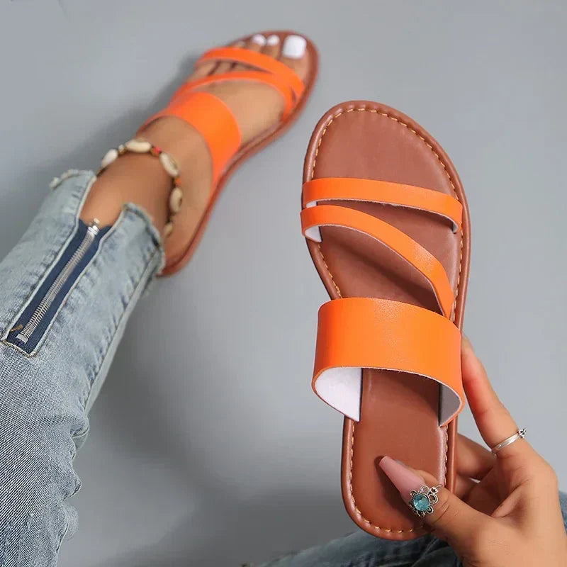 Grace Double-Strap Flat Sandals | Women's Slip-On Summer Sandals