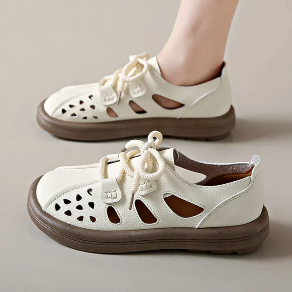 Harbor Perforated Lace-Up Flats | Women's Cut-Out Summer Flats