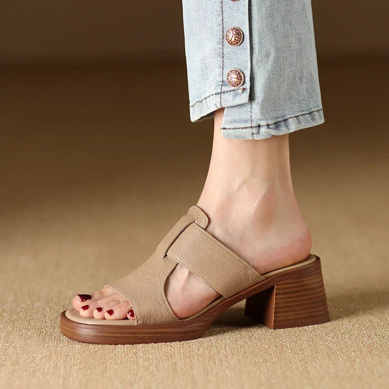 Enara Wide-Band Mule Sandals | Women's Low Block Heel Sandals