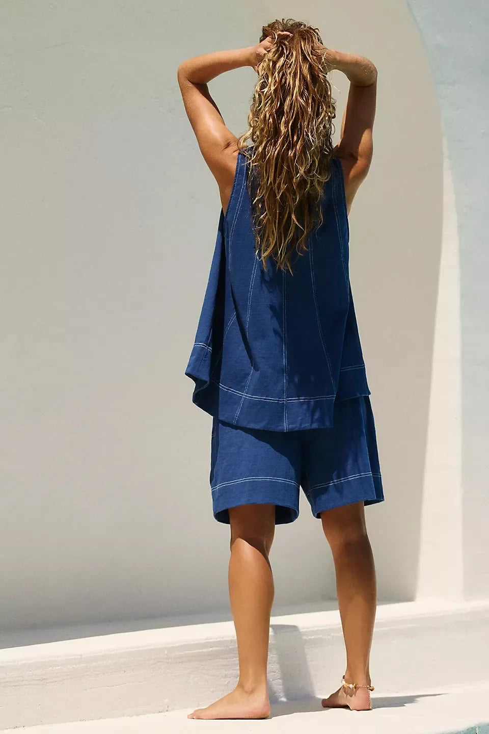 Yara sleeveless swing top and pocket shorts two-piece set