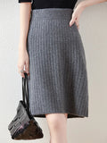 Emmeline ribbed knit a-line knee-length skirt