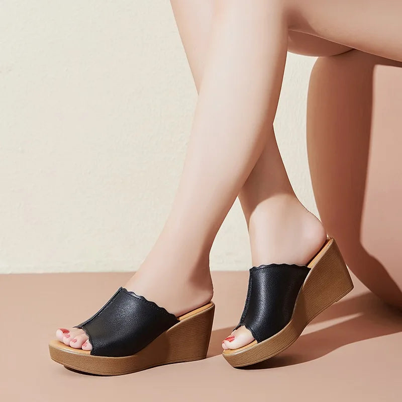 Verona Peep-Toe Wedge Sandals | Women's Slip-On Mule Sandals