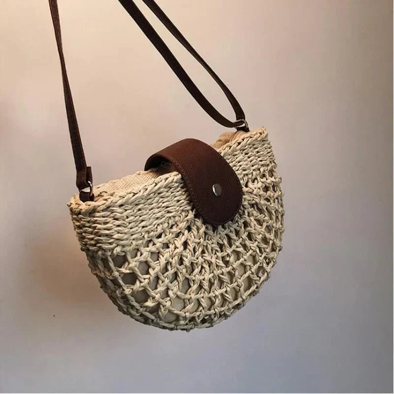 Molly half-moon open-weave crossbody bag
