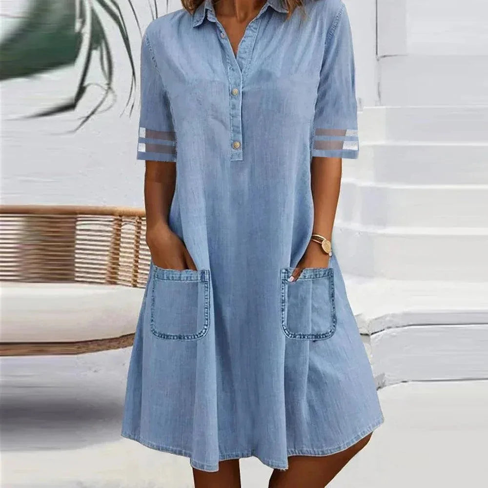 Aria Tunic Dress | Women's Relaxed Button-Front Shift