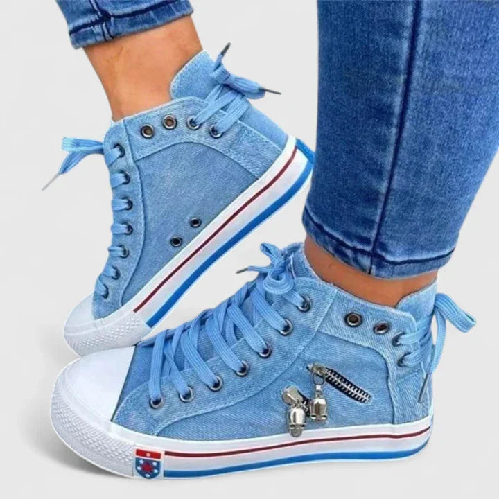 Roxy High-Top Denim Sneakers | Women's Zip Studded Trainers