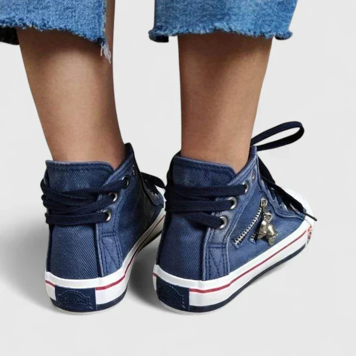 Roxy High-Top Denim Sneakers | Women's Zip Studded Trainers
