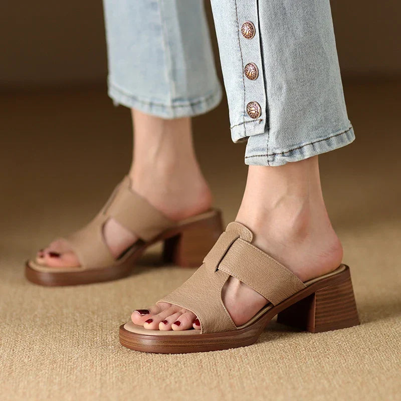 Enara Wide-Band Mule Sandals | Women's Low Block Heel Sandals