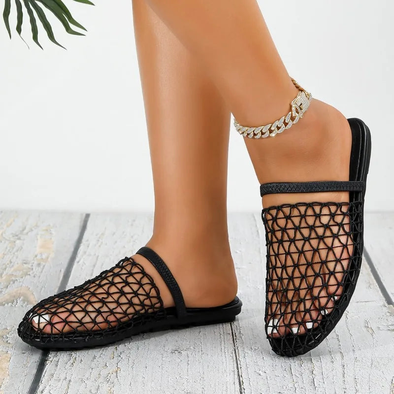 Summer Mesh Mule Sandals | Women's Woven Slip-On Sandals