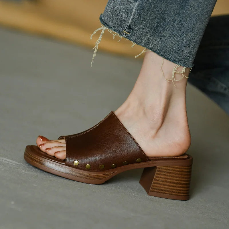 Camilla Studded Mule Sandals | Women's Low Block Heel Sandals
