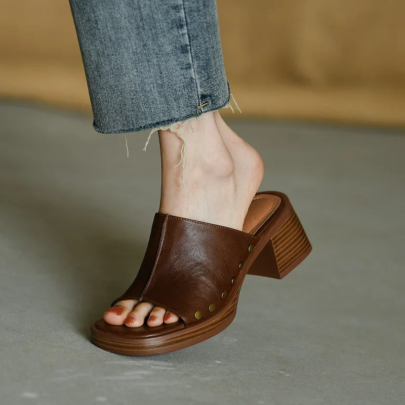 Camilla Studded Mule Sandals | Women's Low Block Heel Sandals