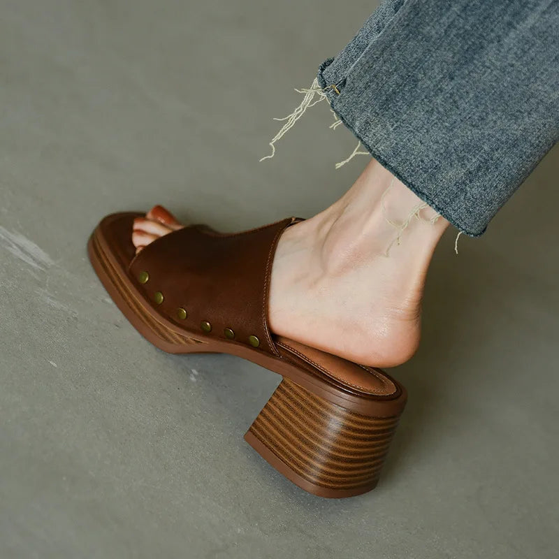 Camilla Studded Mule Sandals | Women's Low Block Heel Sandals