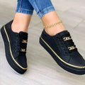 Cleo Gold-Chain Platform Sneakers | Women's Lace-Up Trainers