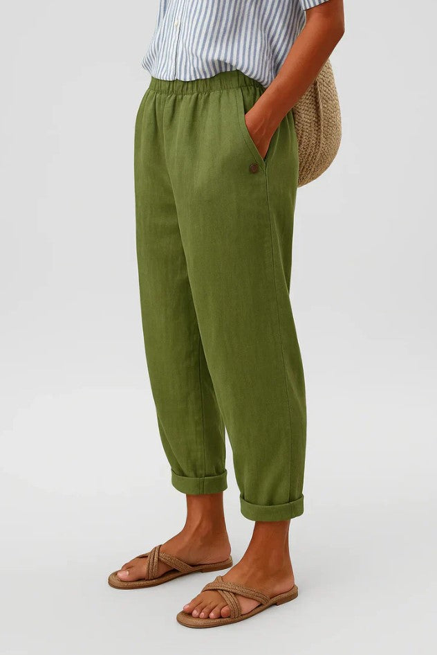 Winifred tapered cuffed pants with button pocket
