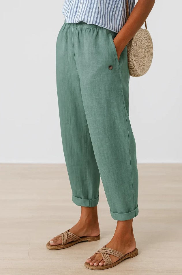 Winifred tapered cuffed pants with button pocket