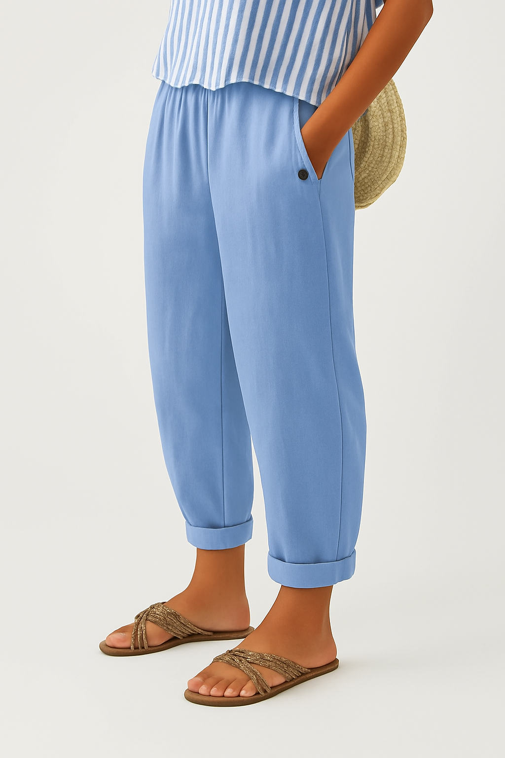 Winifred tapered cuffed pants with button pocket